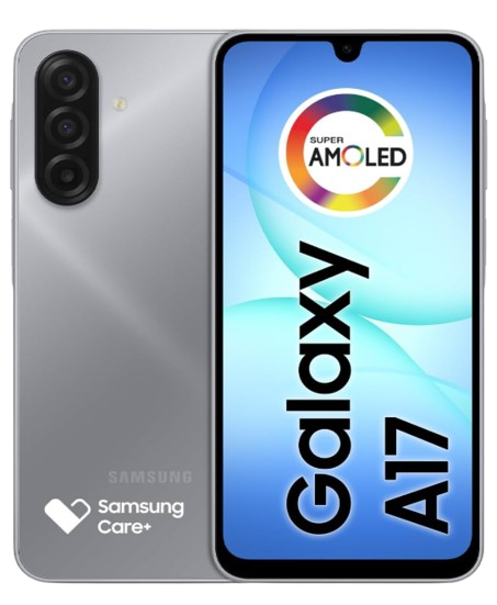 Samsung Galaxy A17 256GB 8GB Cinza - vista frontal e traseira