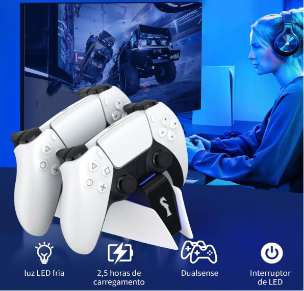 Base de carregamento para controle PS5 DualSense dupla