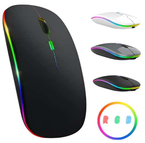 Mouse wireless recarregável Bluetooth com iluminação LED RGB