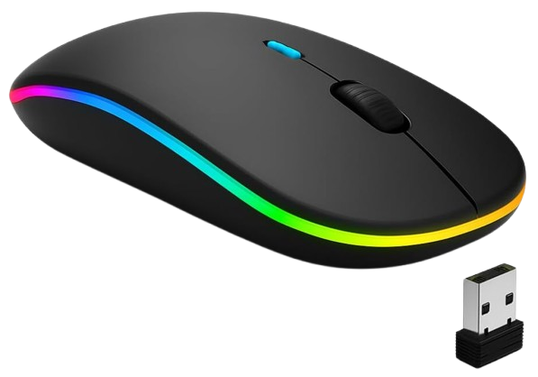 Mouse sem fio recarregável premium RGB para notebook PC e desktop