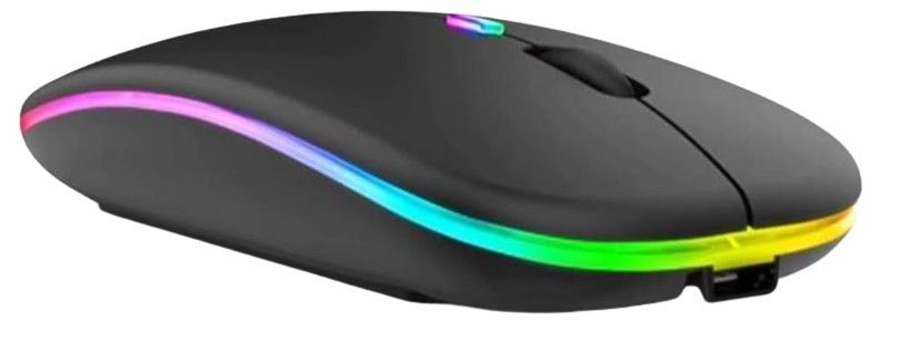 Mouse sem fio recarregável RGB Bluetooth ergonômico para notebook e computador
